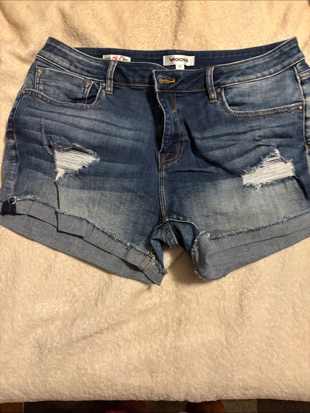 Vigoss Light Blue Distressed Denim Cutoff Shorts